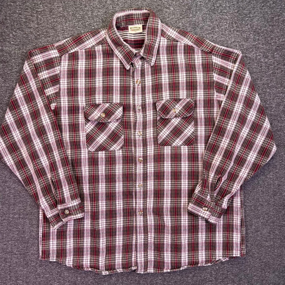 VTG 80s Five Brother Flannel Shirt Mens XL Plaid Heavyweight Workwear USA Union